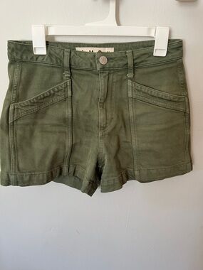 AMO Olive Green High-Rise Cargo Shorts size 26